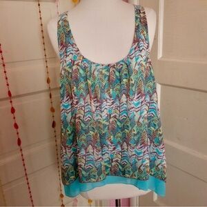 Decree Racerback Tank Top XL Multicolor Chevron Print Flowy Sleeveless